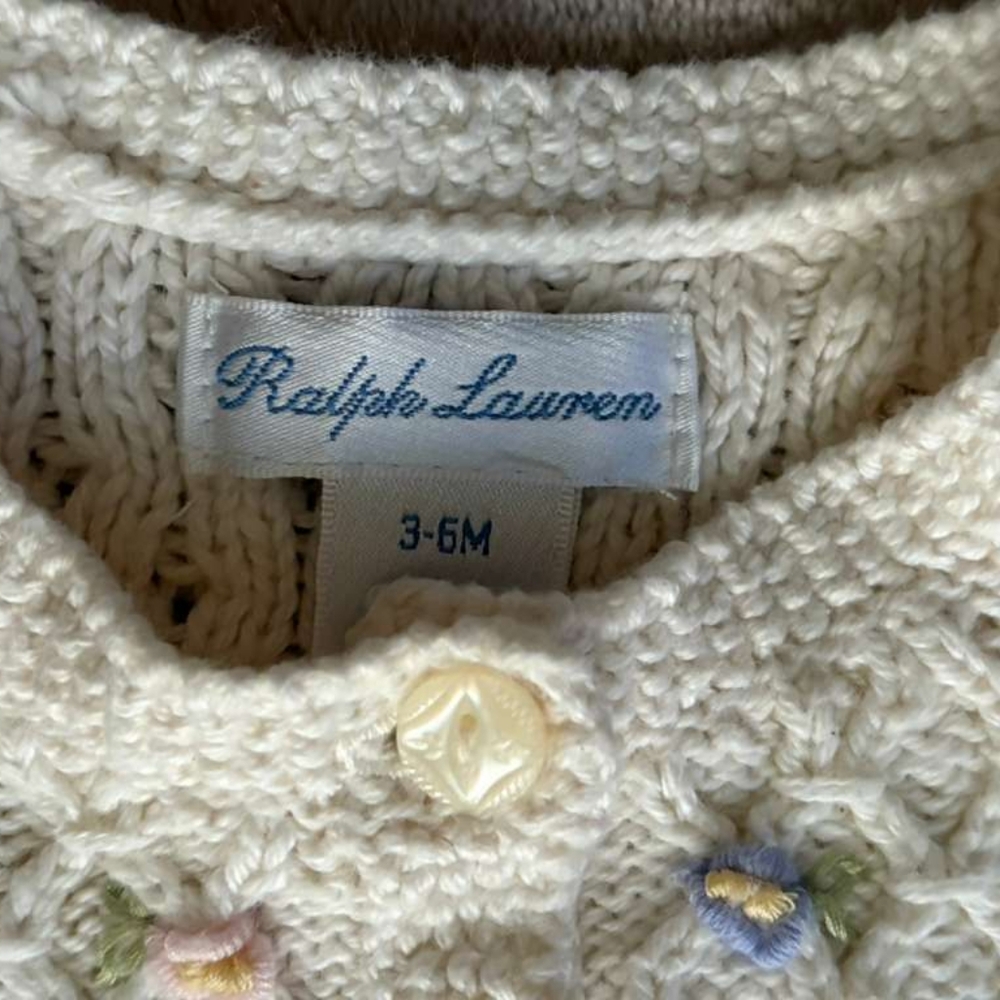 Ralph Lauren Baby Girl Floral Embroidery Cardigan Sweater Size 3-6 Months - Picture 6 of 9